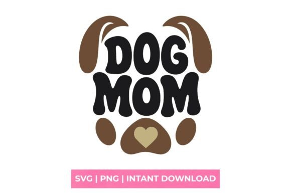Charming Dog Mom Retro Groovy Paw SVG