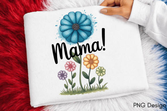 Cheerful Floral Mama Png for Embroidery