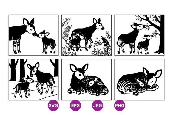 Exploring Okapi Mom and Baby SVG Clipart
