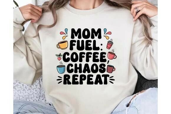 Mom Fuel Coffee Chaos Repeat SVG: A Fun Embroidery Design